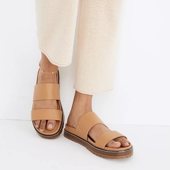 Madewell The Charley Double-Strap Slide Sandal in Desert Camel - Picture 5 of 10